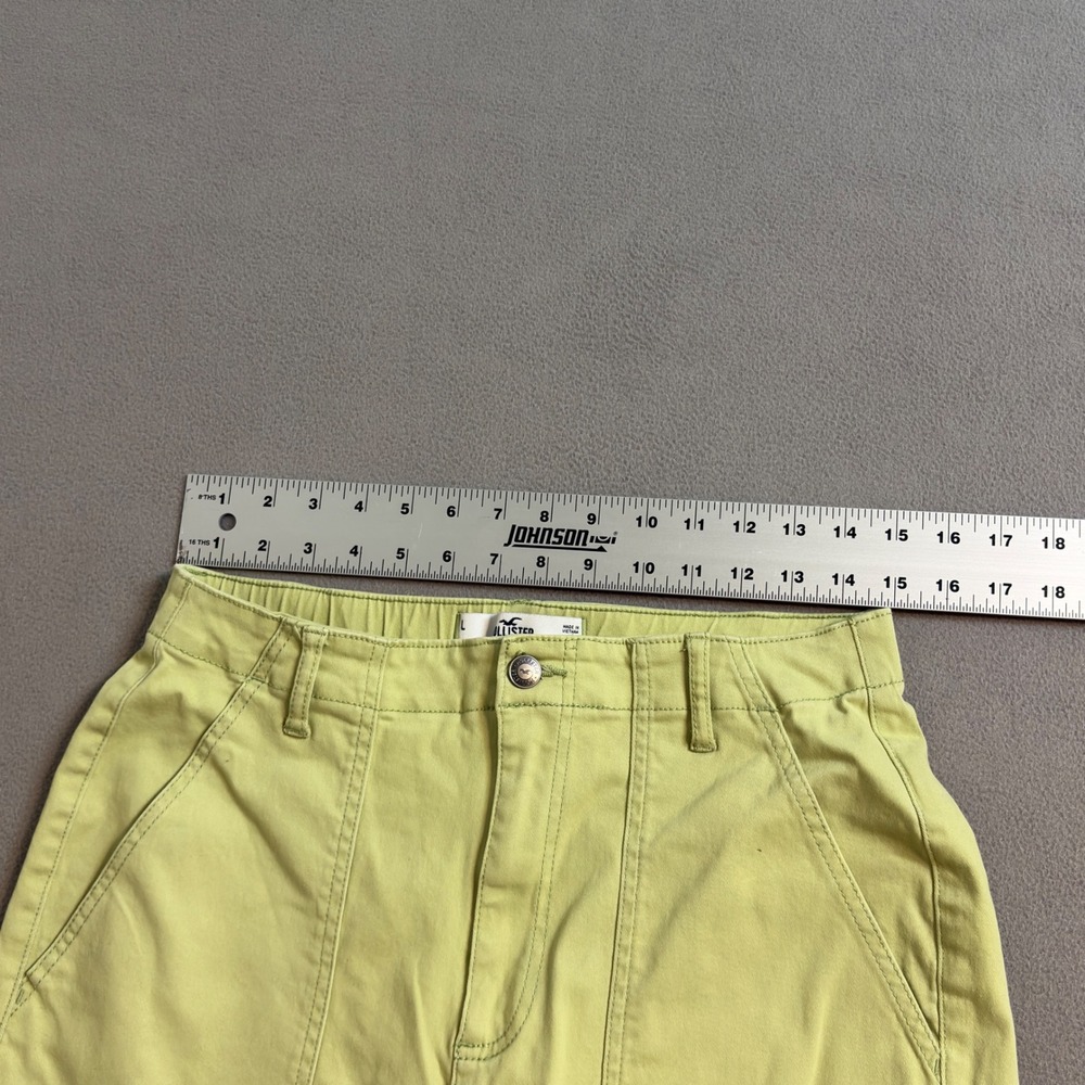 Hollister Women's Large Green Cargo Pants Ultra High Rise Raw Hem Cotton Blend - Picture 8 of 12